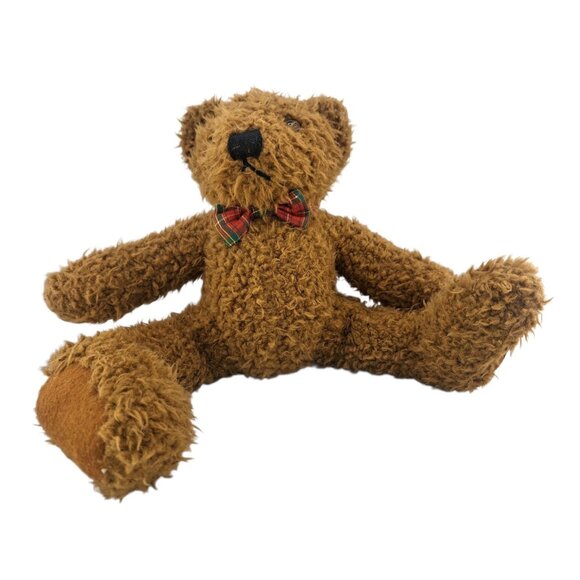 VTG 1997 Giorgio Teddy Bear 16" Brown Jointed Plush with Plaid Bow - Picture 1 of 6